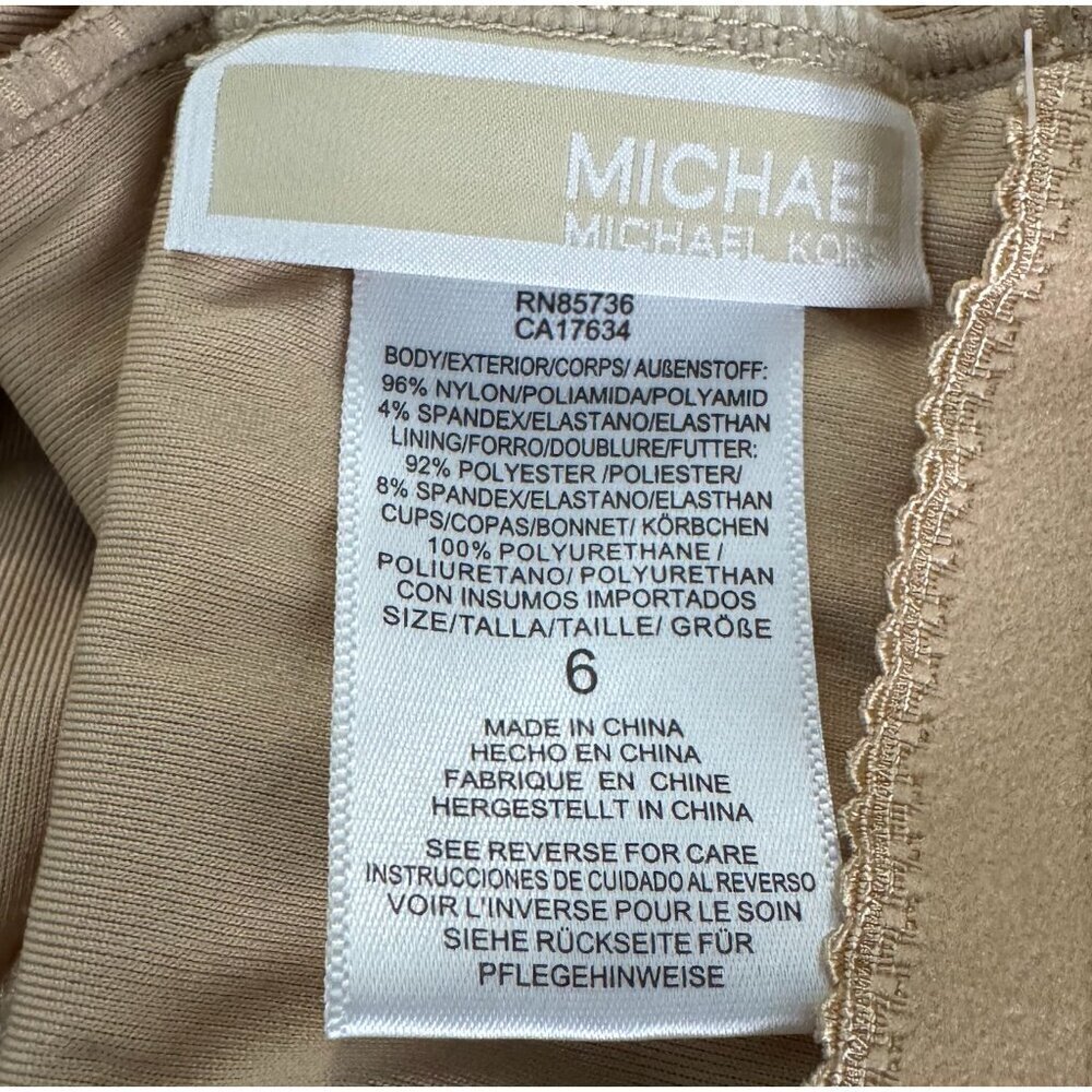 Michael Kors nude tone one piece swimsuit size 6 adjustable straps - Picture 7 of 9